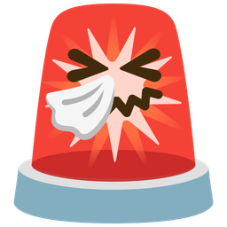 sneezing face and police car light