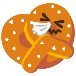 sneezing face and pretzel