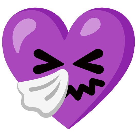 Sneezing face and Purple heart