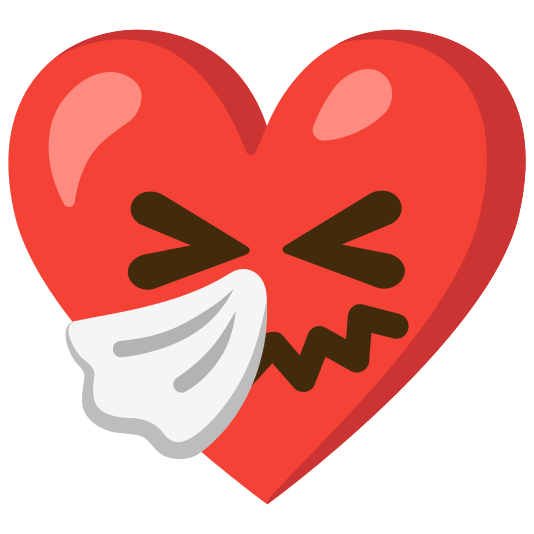 Sneezing face and Red heart