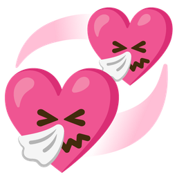 sneezing face and revolving hearts