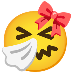 sneezing face and ribbon