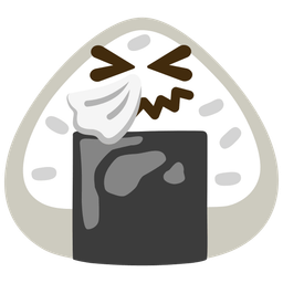 sneezing face and rice ball