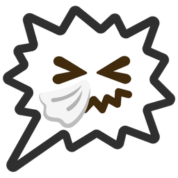 sneezing face and right anger bubble