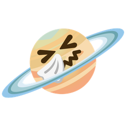 sneezing face and ringed planet