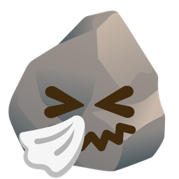 sneezing face and rock