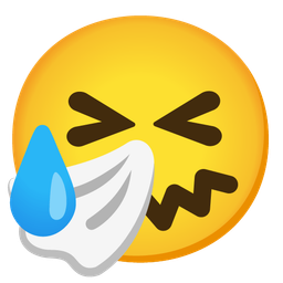 sneezing face and sad but relieved face