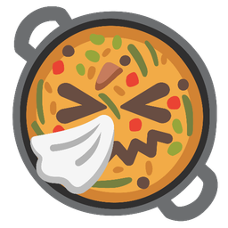 sneezing face and shallow pan of food