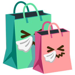 sneezing face and shopping bags