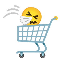 sneezing face and shopping cart