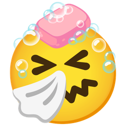 sneezing face and soap