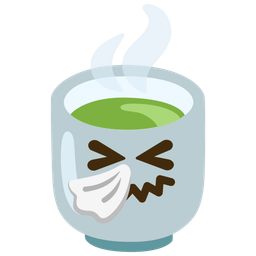 sneezing face and teacup without handle