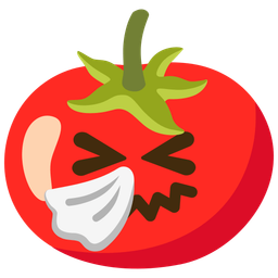 sneezing face and tomato
