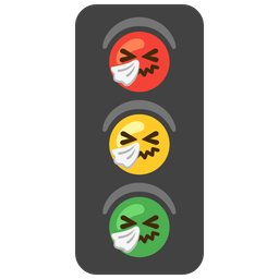 sneezing face and vertical traffic light