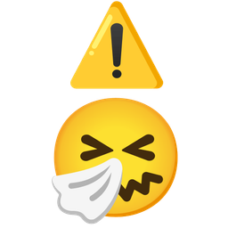 sneezing face and warning