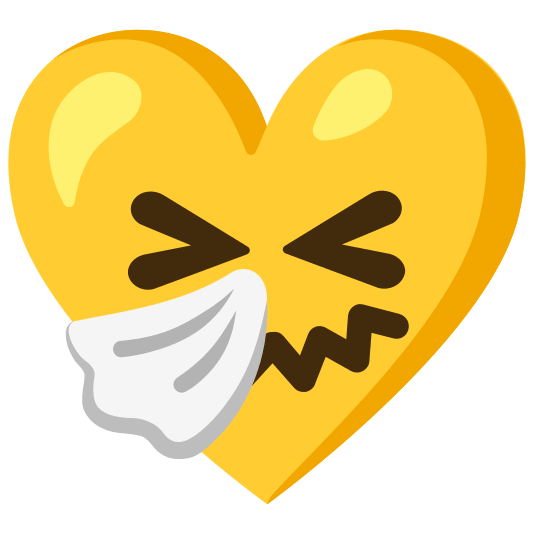 Sneezing face and Yellow heart