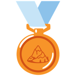 Snow-capped mountain and 3rd place medal