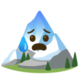 Snow-capped mountain and Anxious face with sweat