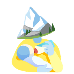 Snow-capped mountain and Baby bottle