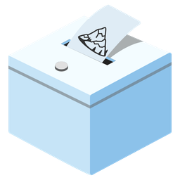 Snow-capped mountain and Ballot box with ballot