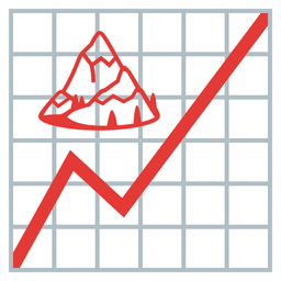 Snow-capped mountain and Chart increasing