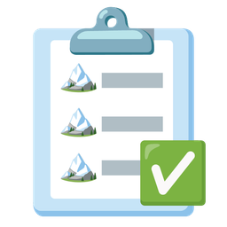 Snow-capped mountain and Check mark button