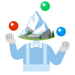 Snow-capped mountain and Clown face