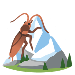 Snow-capped mountain and Cockroach