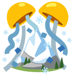 Snow-capped mountain and Confetti ball