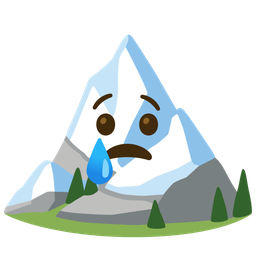 Snow-capped mountain and Crying face
