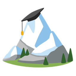 Snow-capped mountain and Graduation cap
