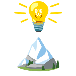 Snow-capped mountain and Light bulb