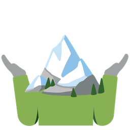 Snow-capped mountain and Person shrugging
