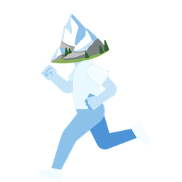 Snow-capped mountain and Running shoe