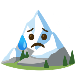 Snow-capped mountain and Sad but relieved face