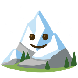 Snow-capped mountain and Slightly smiling face