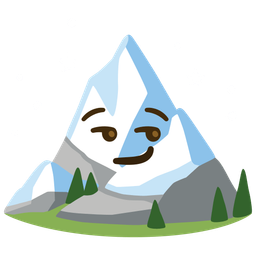 Snow-capped mountain and Smirking face