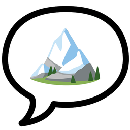 Snow-capped mountain and Speech balloon