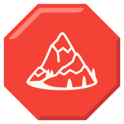 Snow-capped mountain and Stop sign