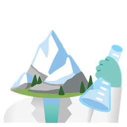 Snow-capped mountain and Test tube