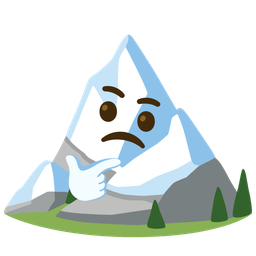 Snow-capped mountain and Thinking face