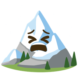 Snow-capped mountain and Tired face