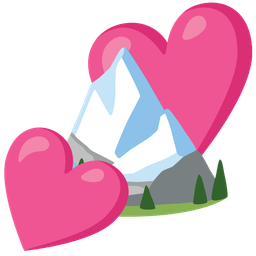 Snow-capped mountain and Two hearts