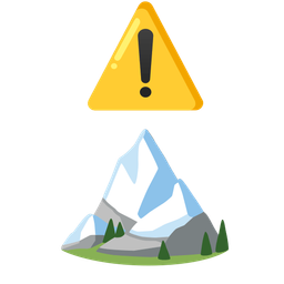 Snow-capped mountain and Warning