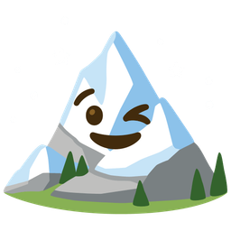 Snow-capped mountain and Winking face