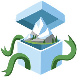 Snow-capped mountain and Wrapped gift