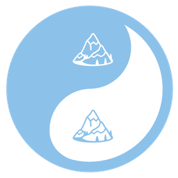 Snow-capped mountain and Yin yang