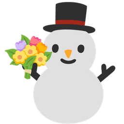 snowman without snow and bouquet