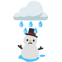 snowman without snow and cloud with rain