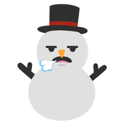 snowman without snow and face exhaling